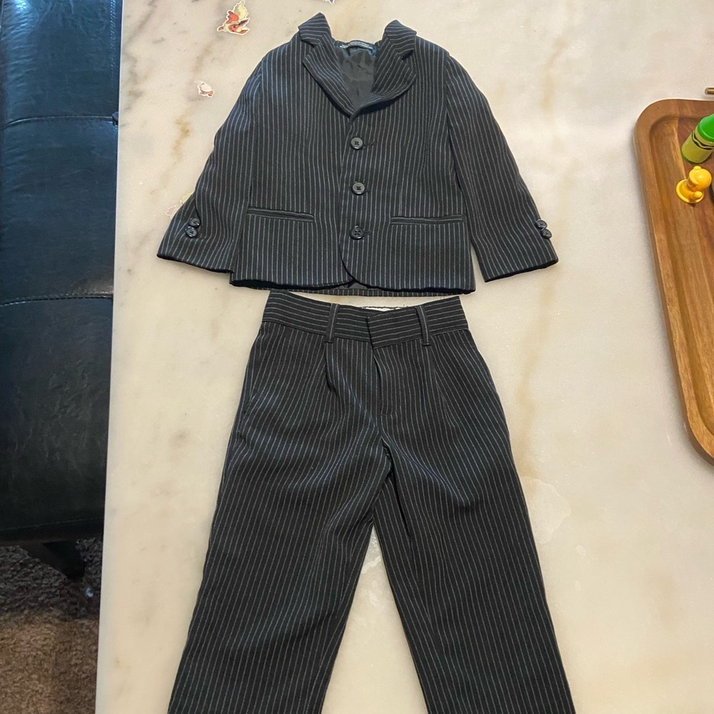 Kids Black Pinstripe Pantsuit
